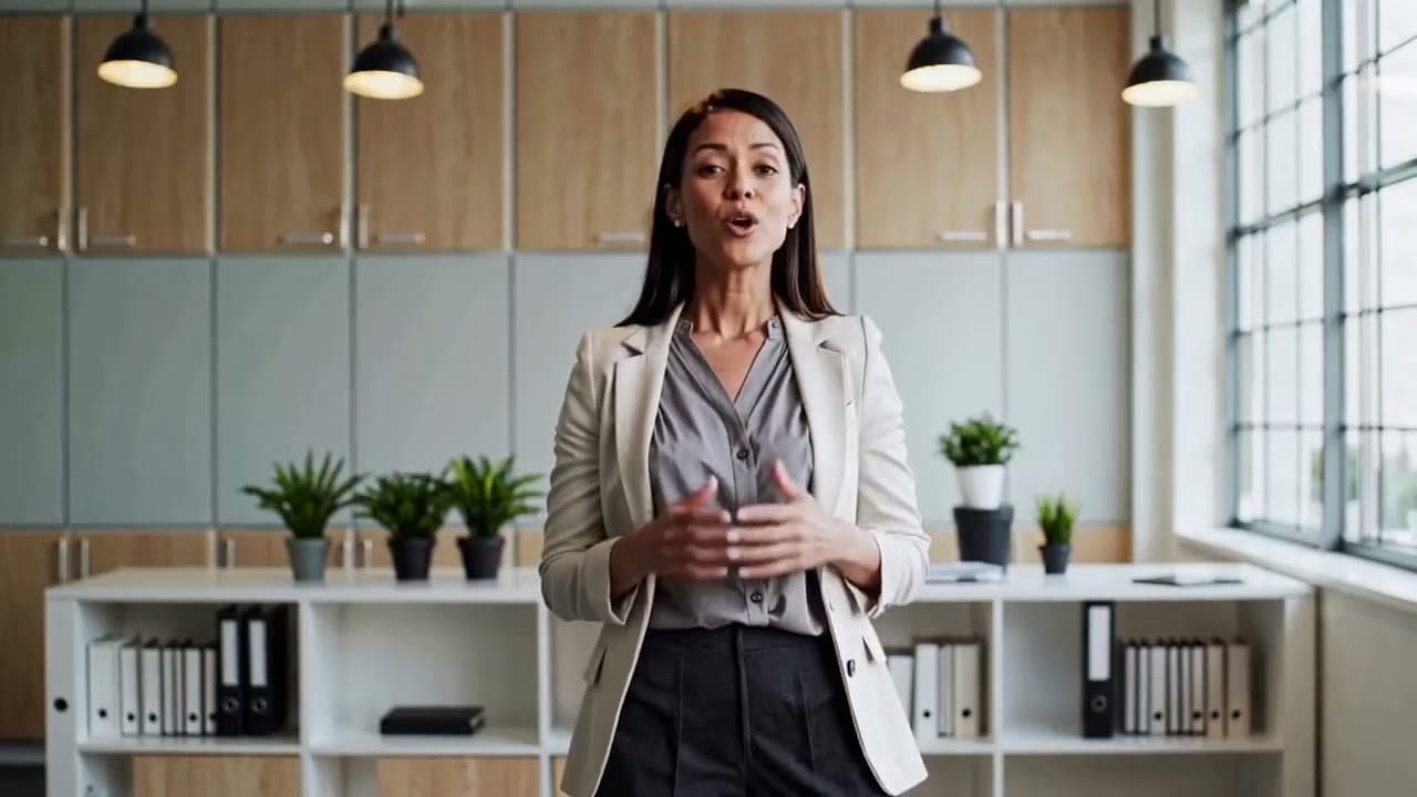 Liza presenting “Take back your phone”, a video made with Presenter.video